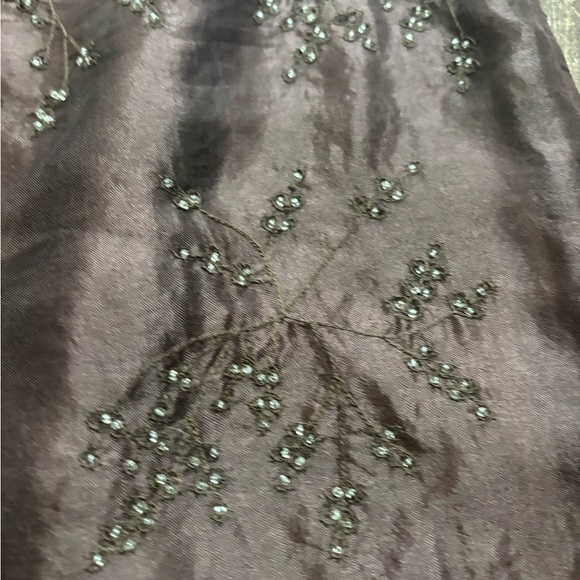 Vintage Y2K 2000s silk brown fairy core coquette midi embroidered mesh skirt 2 - Picture 5 of 10